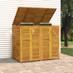 Single Garbage Bin Shed 70x89x117 cm Solid Wood Acacia 2 bins