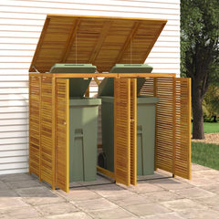 Single Garbage Bin Shed 70x89x117 cm Solid Wood Acacia 2 bins
