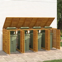 Single Garbage Bin Shed 70x89x117 cm Solid Wood Acacia 4 bins