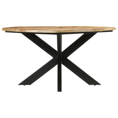 vidaXL Dining Table Ø150x76 cm Solid Rough Wood Mango 2