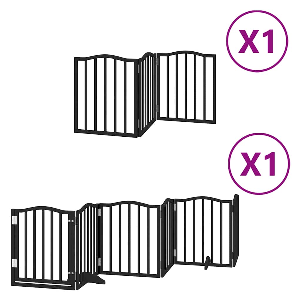 Dog Gate with Door Foldable Panels 450 cm Poplar Wood Width 50 cm Depth 60 cm Black 9
