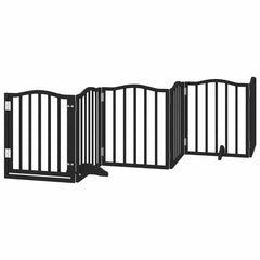 Dog Gate with Door Foldable Panels 450 cm Poplar Wood Width 50 cm Depth 60 cm Black 9