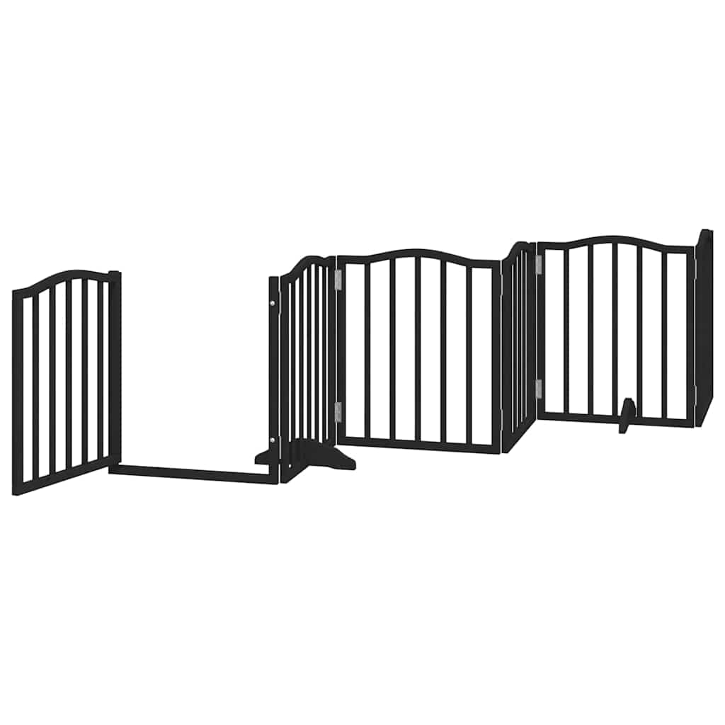 Dog Gate with Door Foldable Panels 450 cm Poplar Wood Width 50 cm Depth 60 cm Black 9