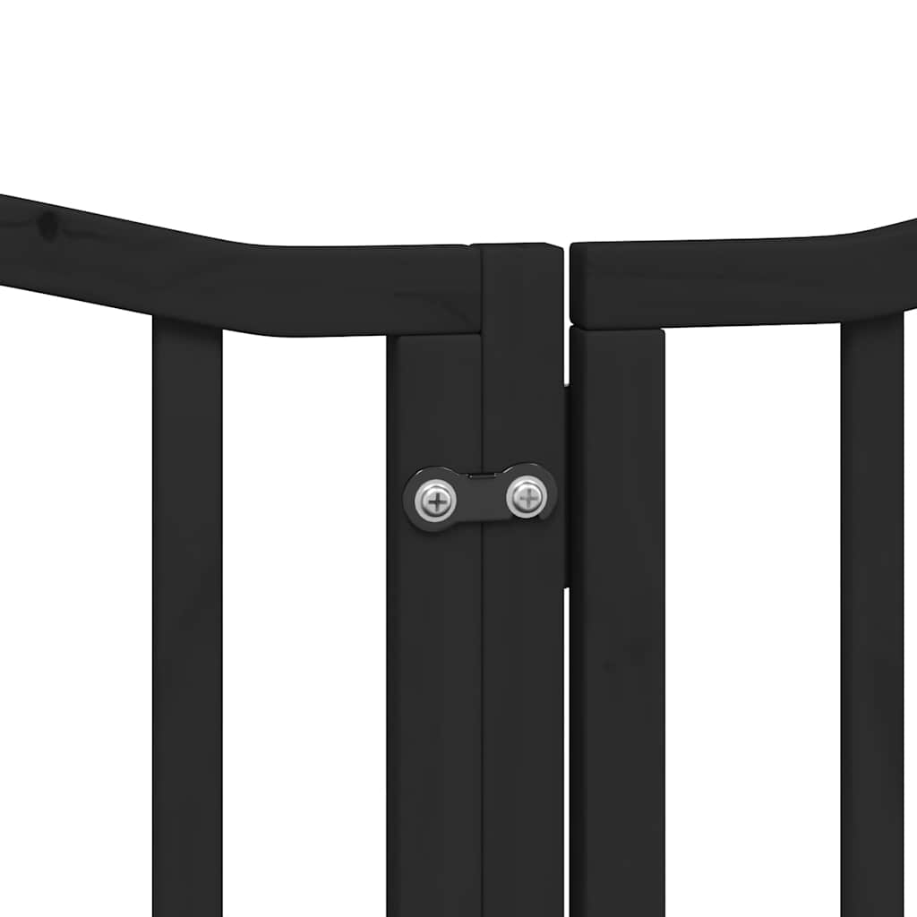 Dog Gate with Door Foldable Panels 450 cm Poplar Wood Width 50 cm Depth 60 cm Black 9