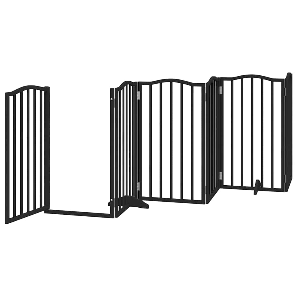 Dog Gate with Door Foldable Panels 450 cm Poplar Wood Width 50 cm Depth 90 cm Black 9