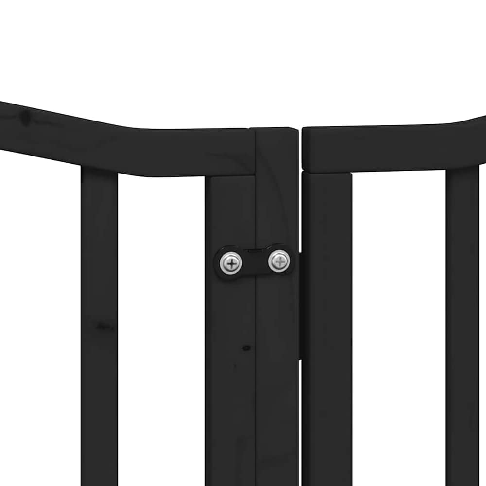 Dog Gate with Door Foldable Panels 450 cm Poplar Wood Width 50 cm Depth 90 cm Black 9