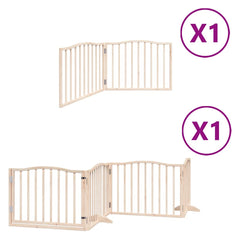 Dog Gate with Door Foldable Panels 480 cm Poplar Wood Width 80 cm Depth 60 cm Natural 6
