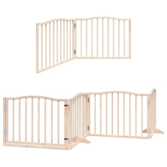 Dog Gate with Door Foldable Panels 480 cm Poplar Wood Width 80 cm Depth 60 cm Natural 6