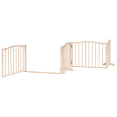 Dog Gate with Door Foldable Panels 480 cm Poplar Wood Width 80 cm Depth 60 cm Natural 6