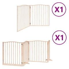 Dog Gate with Door Foldable Panels 480 cm Poplar Wood Width 80 cm Depth 90 cm Natural 6