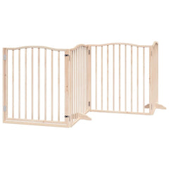 Dog Gate with Door Foldable Panels 480 cm Poplar Wood Width 80 cm Depth 90 cm Natural 6