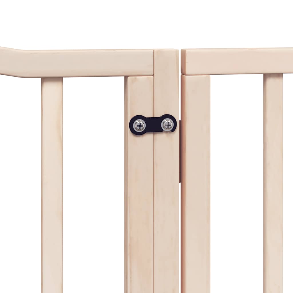 Dog Gate with Door Foldable Panels 480 cm Poplar Wood Width 80 cm Depth 90 cm Natural 6