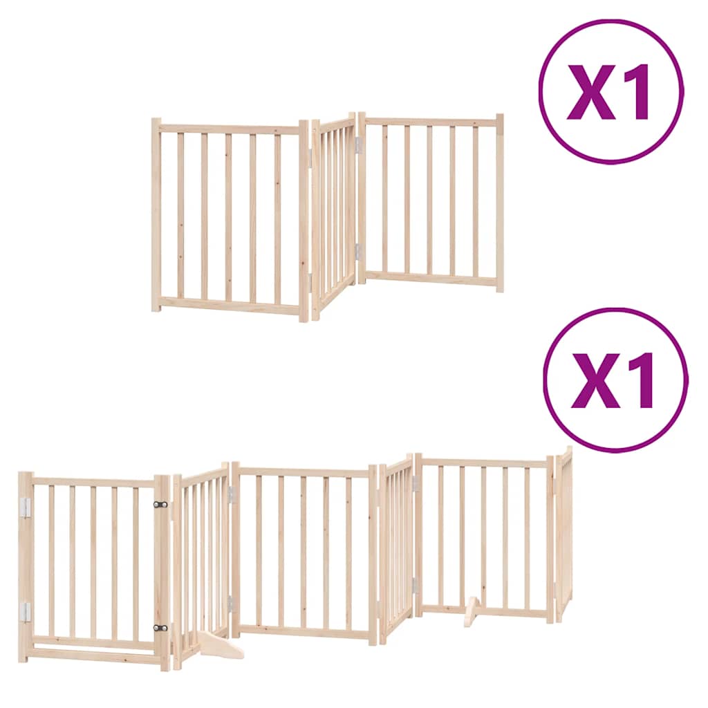 Dog Gate with Door Foldable Panels 450 cm Poplar Wood Width 50 cm Depth 60 cm Natural 9