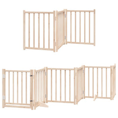 Dog Gate with Door Foldable Panels 450 cm Poplar Wood Width 50 cm Depth 60 cm Natural 9