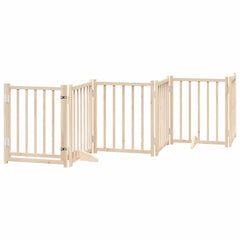 Dog Gate with Door Foldable Panels 450 cm Poplar Wood Width 50 cm Depth 60 cm Natural 9