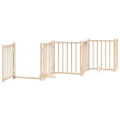 Dog Gate with Door Foldable Panels 450 cm Poplar Wood Width 50 cm Depth 60 cm Natural 9