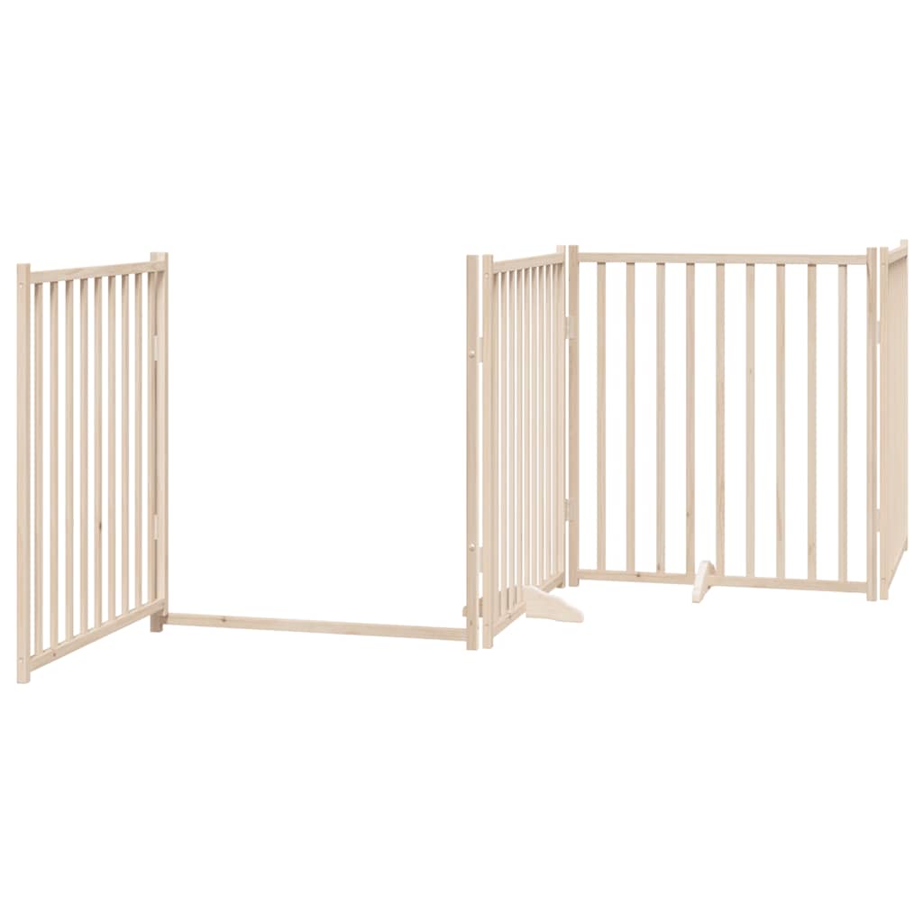 Dog Gate with Door Foldable Panels 480 cm Poplar Wood Width 80 cm Depth 90 cm 6
