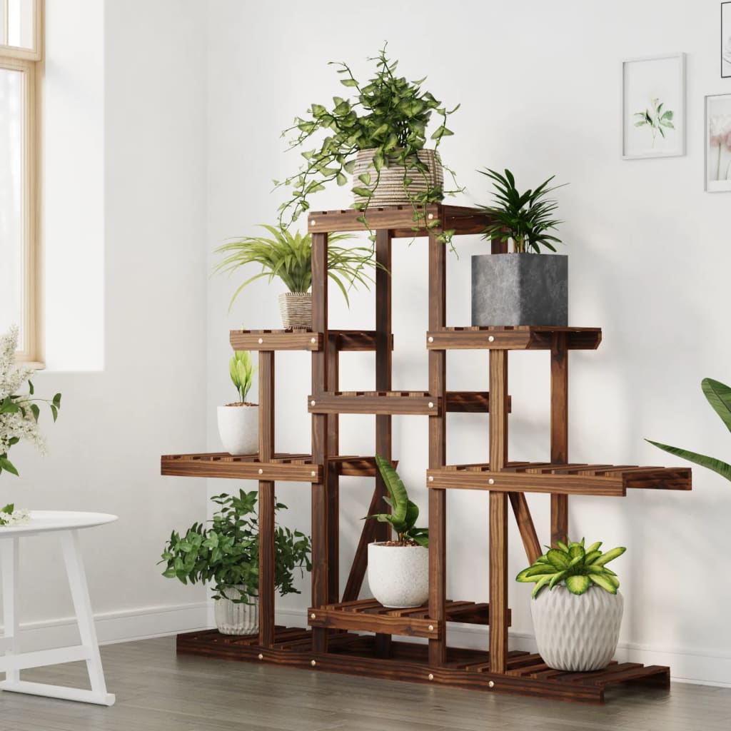 Flower Stand Solid Wood Fir Brown 110 cm 96 cm