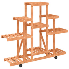 vidaXL Flower Stand with Wheels 110x25x101 cm Solid Wood Fir 4