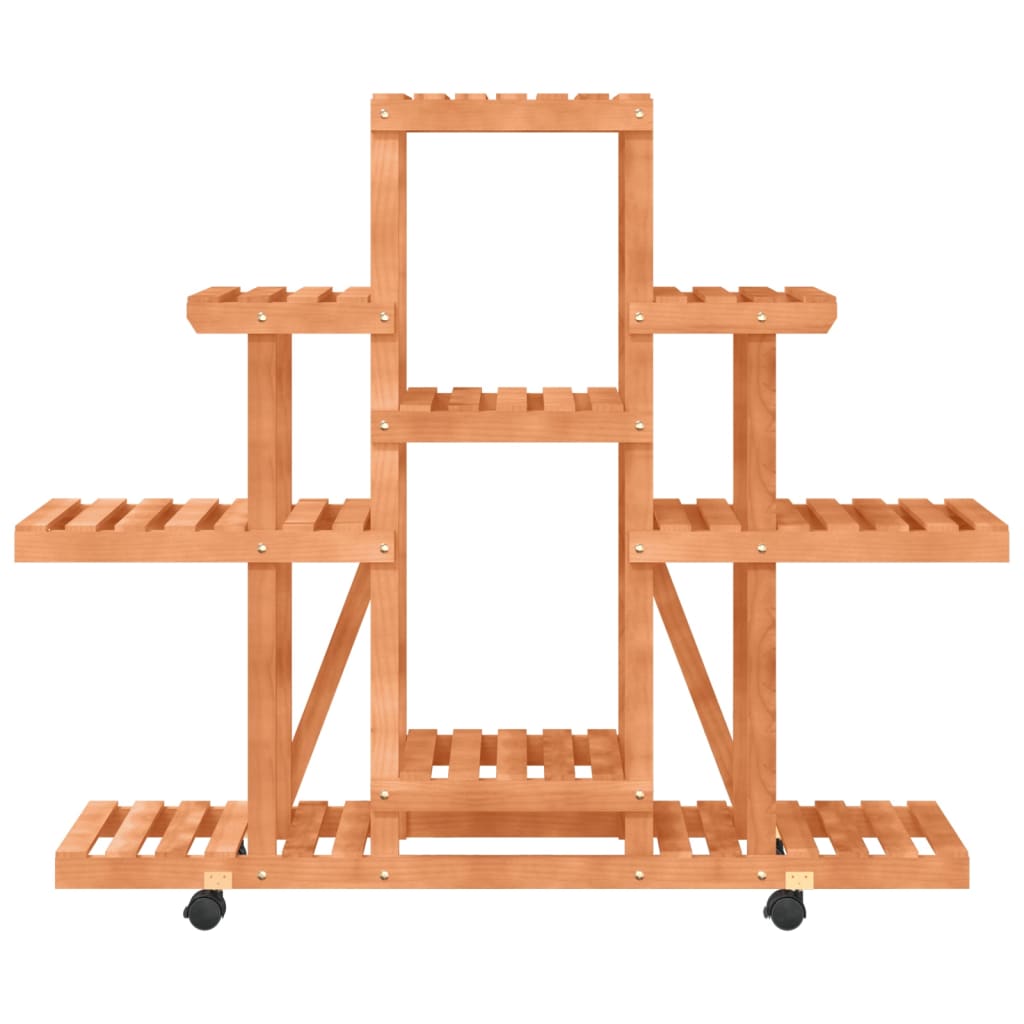 vidaXL Flower Stand with Wheels 110x25x101 cm Solid Wood Fir 5