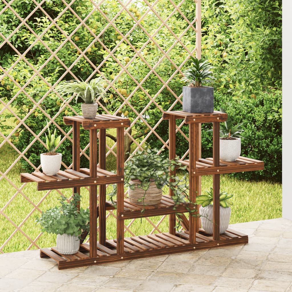 vidaXL Flower Stand Solid Wood Fir Brown