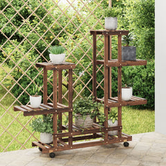 vidaXL Flower Stand Solid Wood Fir Brown