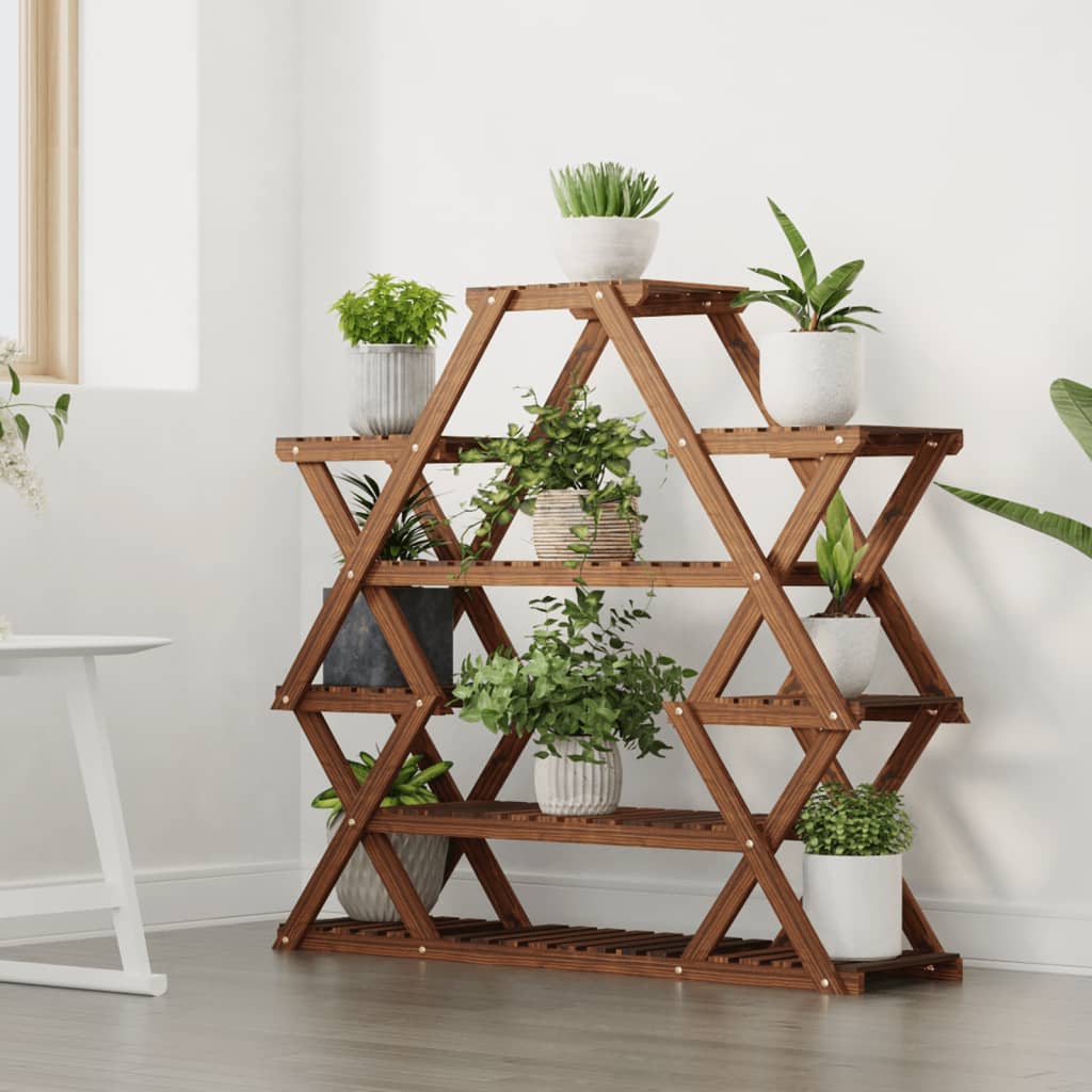 vidaXL Flower Stand 110x25x105 cm Solid Wood Fir 3