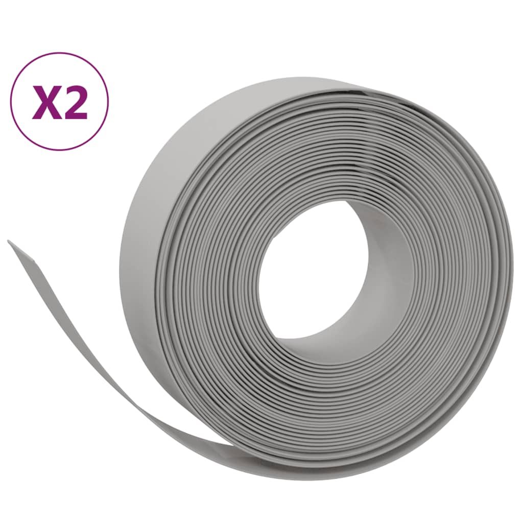 vidaXL Garden Edgings 2 pcs Grey 10 m 15 cm Polyethylene 2