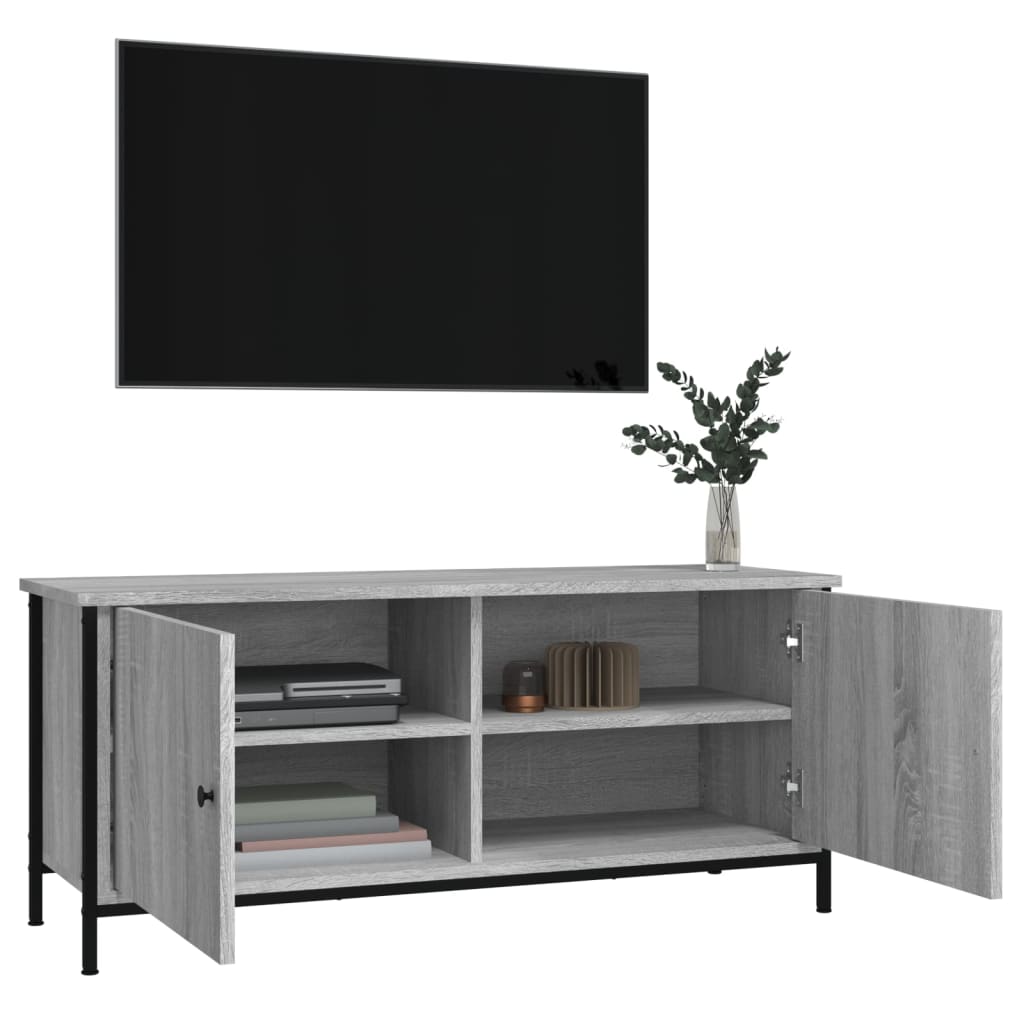 vidaXL TV Cabinet with Doors Grey Sonoma 102x35x45 cm Engineered Wood 4