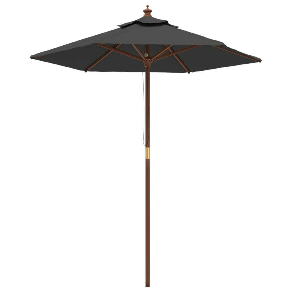 Garden Parasol with Wooden Pole 196x231 cm Anthracite