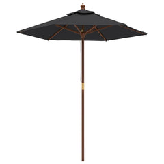 Garden Parasol with Wooden Pole Black, image 2