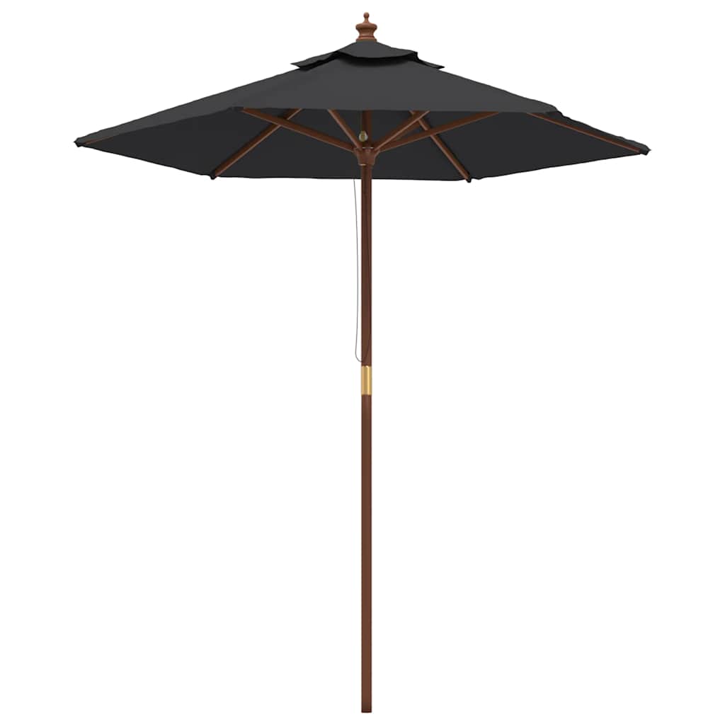 Garden Parasol with Wooden Pole 196x231 cm Black