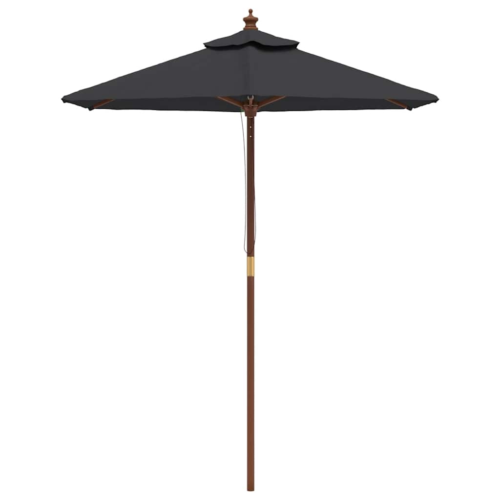 Garden Parasol with Wooden Pole 196x231 cm Black
