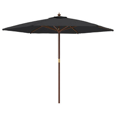 vidaXL Garden Parasol with Wooden Pole Black 299x240 cm 2