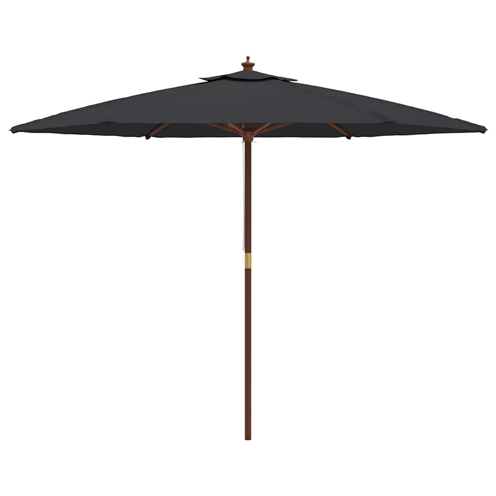 vidaXL Garden Parasol with Wooden Pole Black 299x240 cm 4
