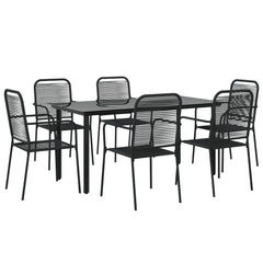 vidaXL 7 Piece Garden Dining Set Black Cotton Rope and Steel 3