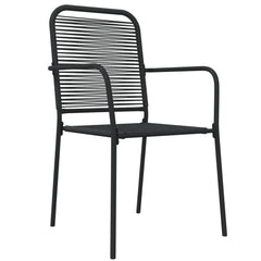 vidaXL 7 Piece Garden Dining Set Black Cotton Rope and Steel 5