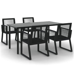 vidaXL 5 Piece Garden Dining Set Black PVC Rattan 2