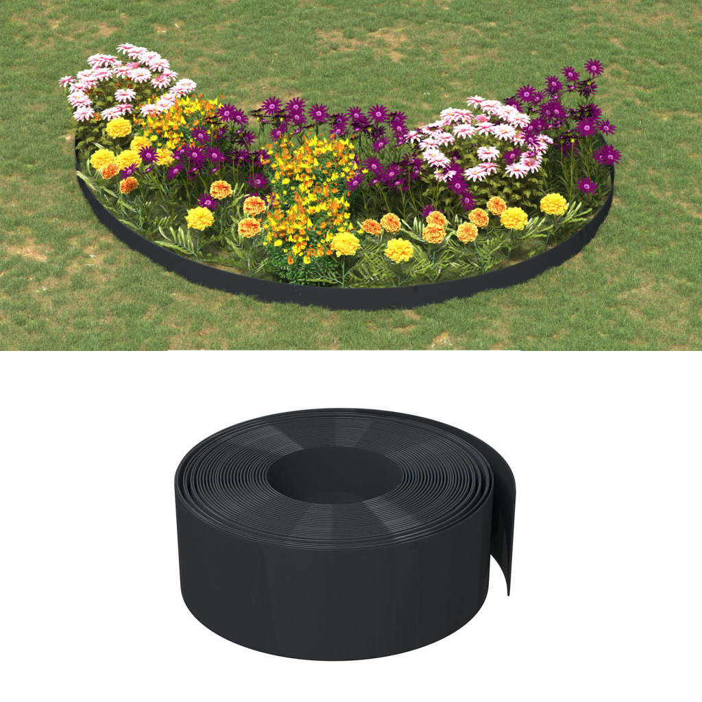 vidaXL Garden Edging Black 10 m 20 cm Polyethylene 1