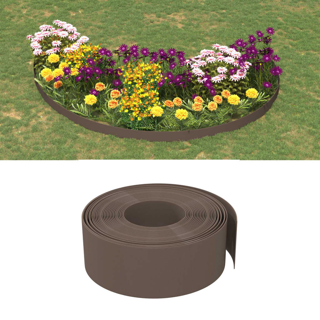 vidaXL Garden Edging Brown 10 m 20 cm Polyethylene 1