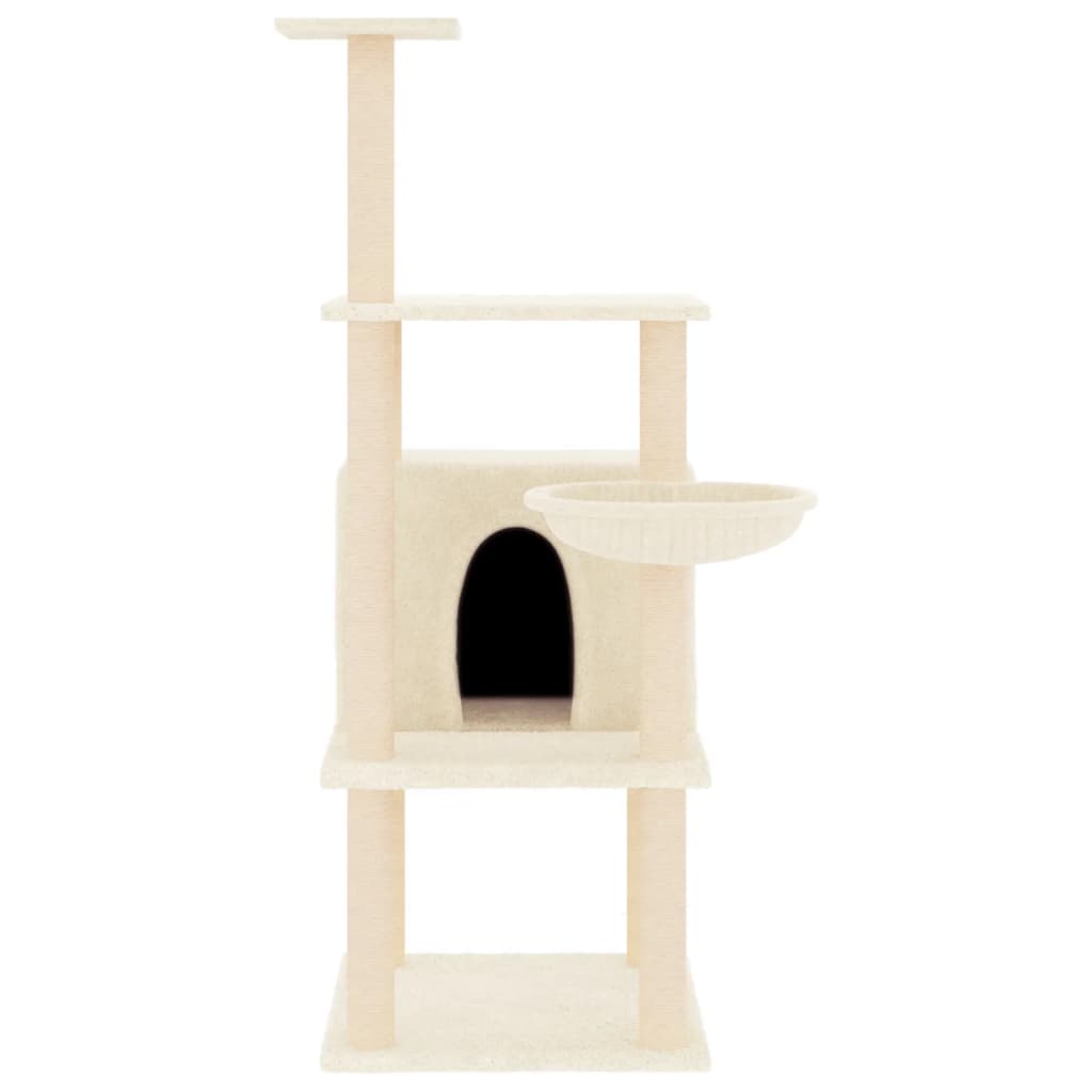 vidaXL Cat Tree with Sisal Scratching Posts Cream 132 cm 3
