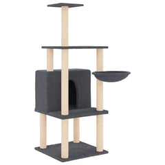 vidaXL Cat Tree with Sisal Scratching Posts Dark Grey 132 cm 2