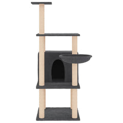 vidaXL Cat Tree with Sisal Scratching Posts Dark Grey 132 cm 3