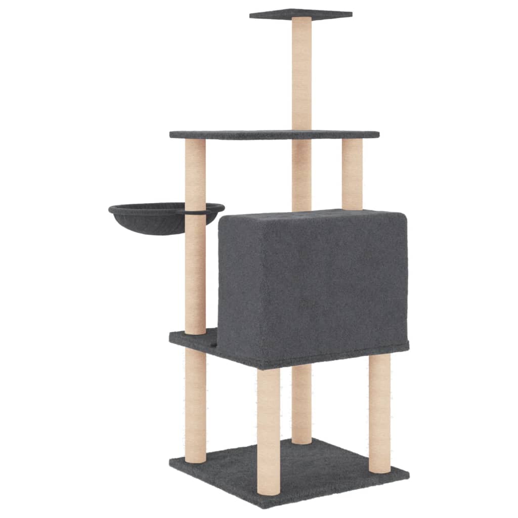 vidaXL Cat Tree with Sisal Scratching Posts Dark Grey 132 cm 5