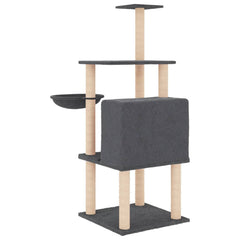 vidaXL Cat Tree with Sisal Scratching Posts Dark Grey 132 cm 5