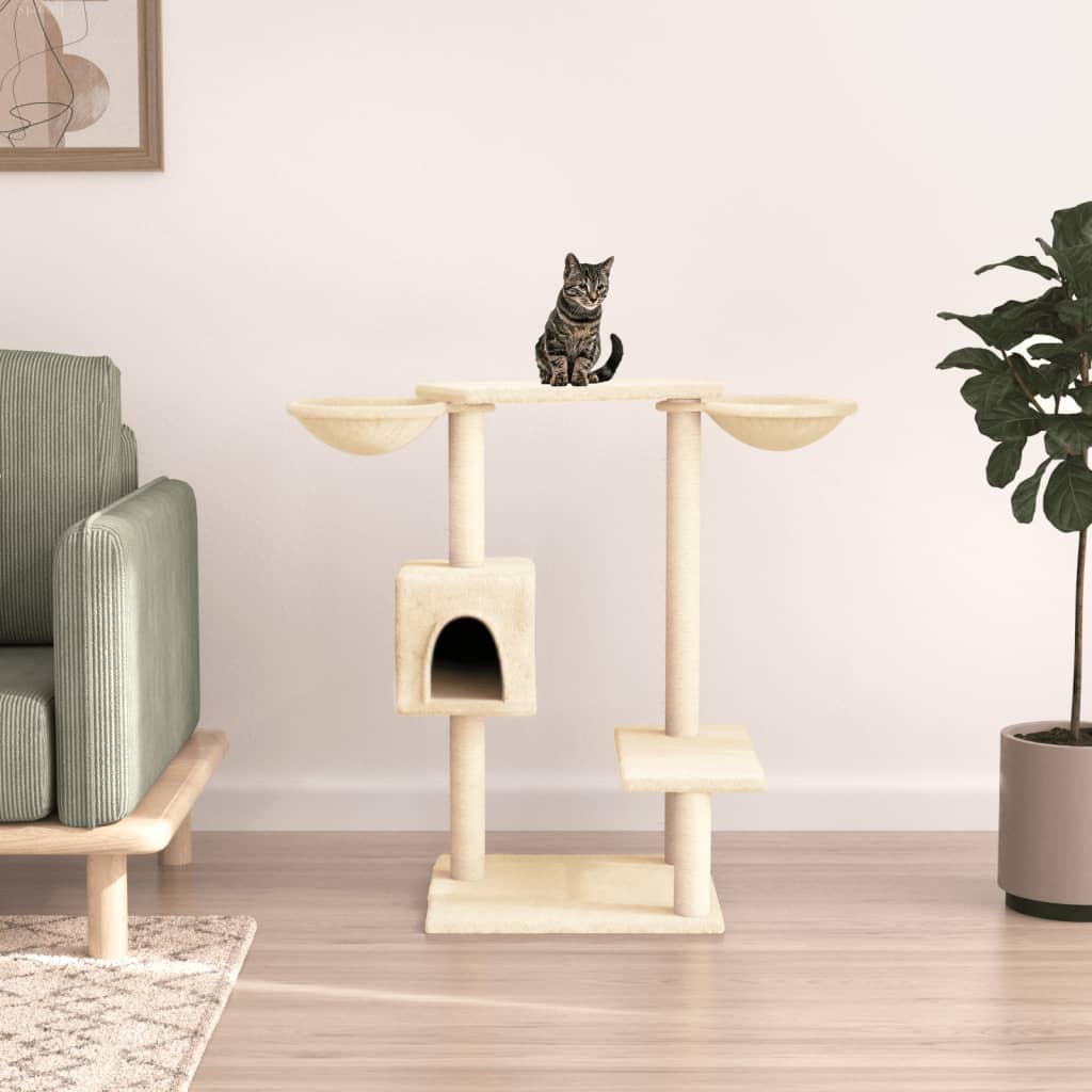 vidaXL Cat Tree with Scratching Posts Cream 82 cm 1