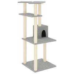 vidaXL Cat Tree with Sisal Scratching Posts Light Grey 123 cm 2