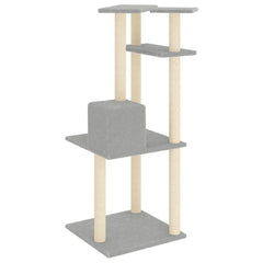 vidaXL Cat Tree with Sisal Scratching Posts Light Grey 123 cm 5