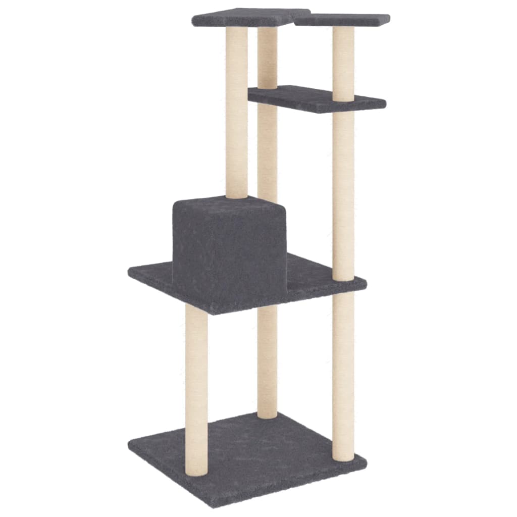 vidaXL Cat Tree with Sisal Scratching Posts Dark Grey 123 cm 5