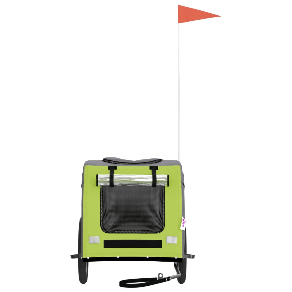 vidaXL Pet Bike Trailer Green and Grey Oxford Fabric&Iron 4